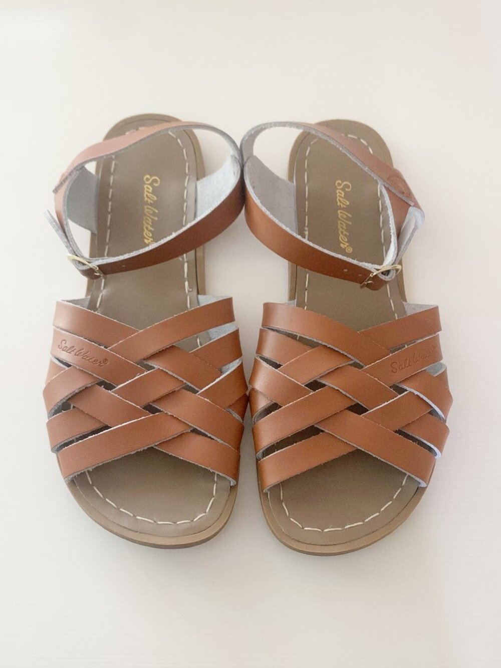 Salt Water Retro Sandals in Tan • Women’s 10